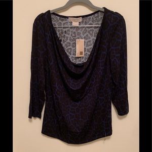 Michael Kors Cowl Neck Sapphire Top Size P/L NWT